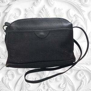 LL Bean Black Crossbody Bag H2F All Leather Classic Pebble Roomy *Needs TLC*